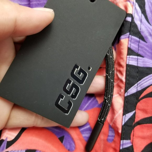 CSG Swimwear Mens 2XL Pink Nylon Fiji Field Drawstring Trunks NWT - Picture 3 of 14